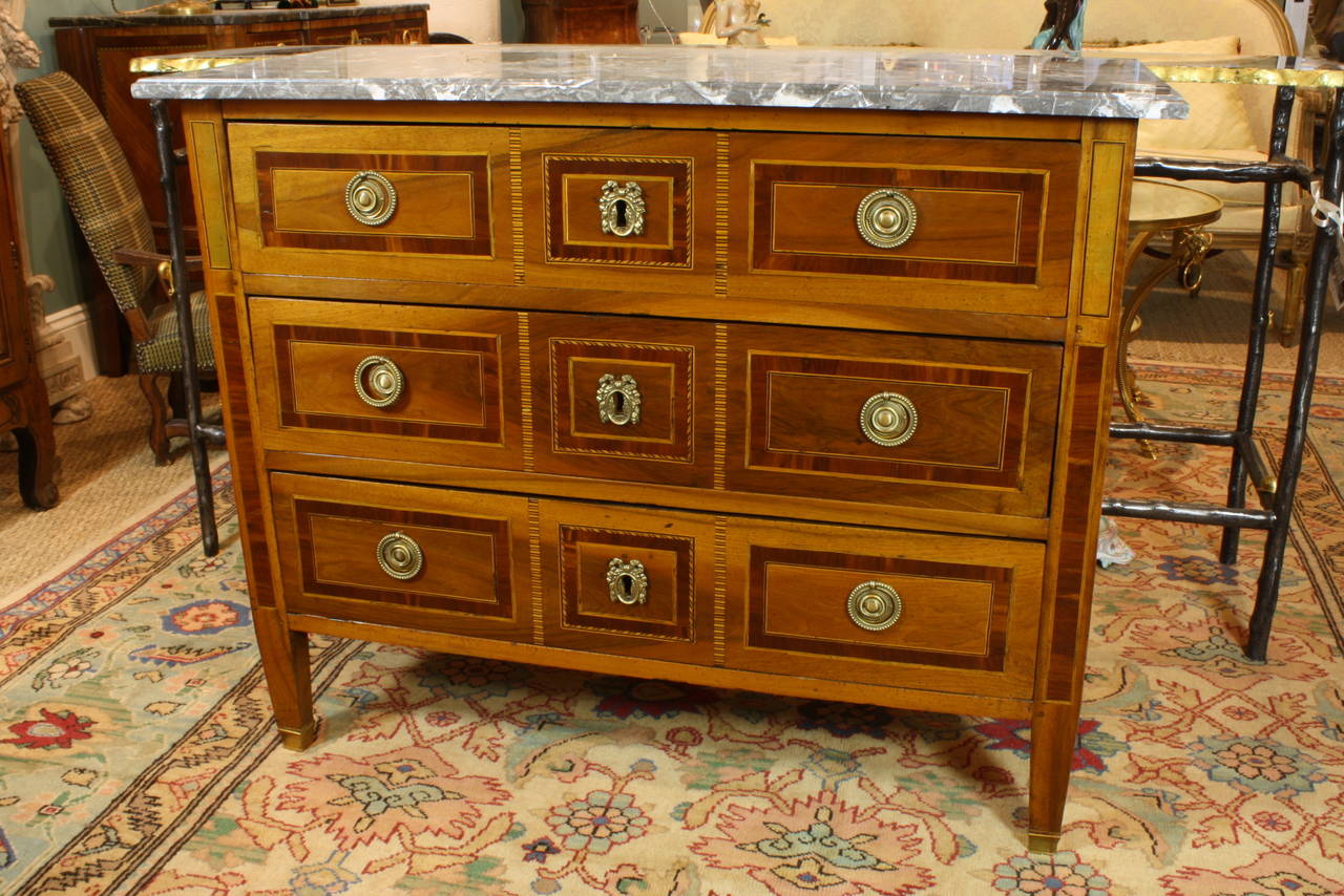French Louis XVI Period Marquetry Commode In Good Condition In Pembroke, MA