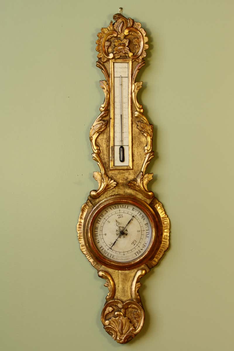 Victorian Brass Clock and Barometer Set with Thermometer For Sale at ...