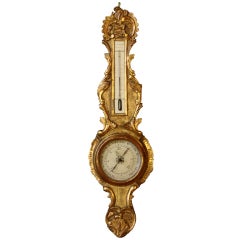 Louis XV Period Gilded Barometer with Thermometer 5