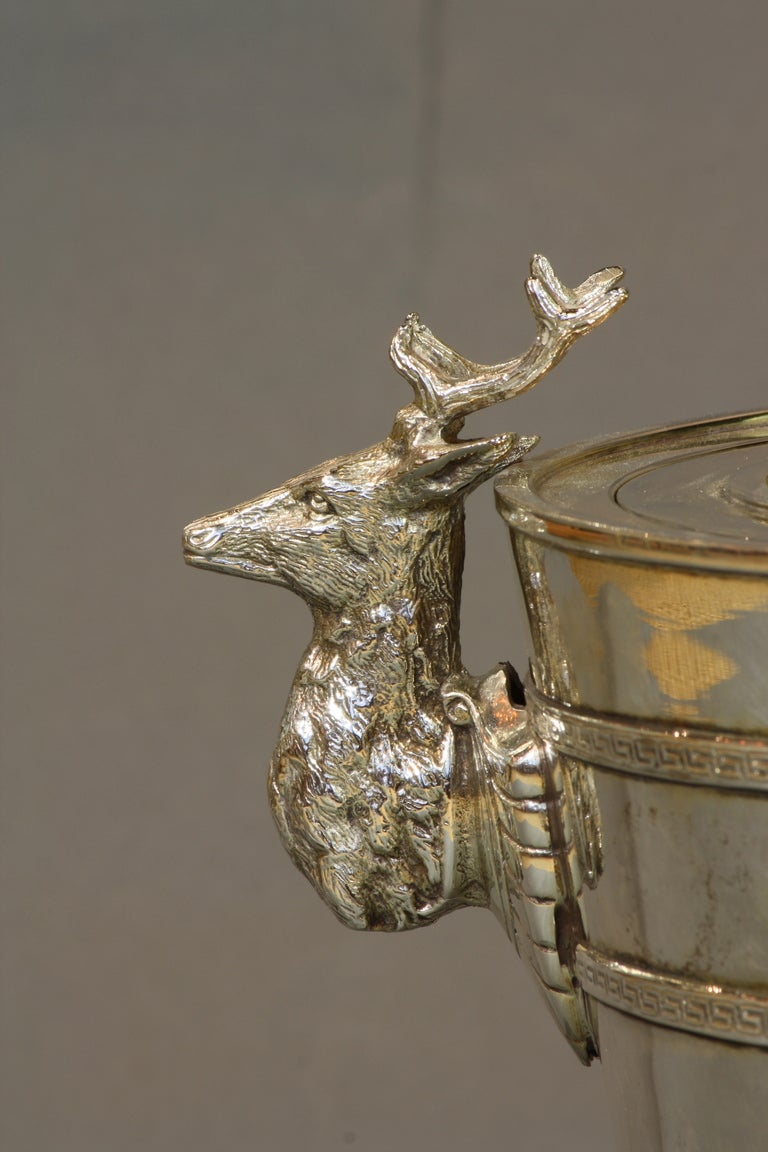 Pair of Sheffield Silver-Plate Wine Buckets with Stags' Heads 1