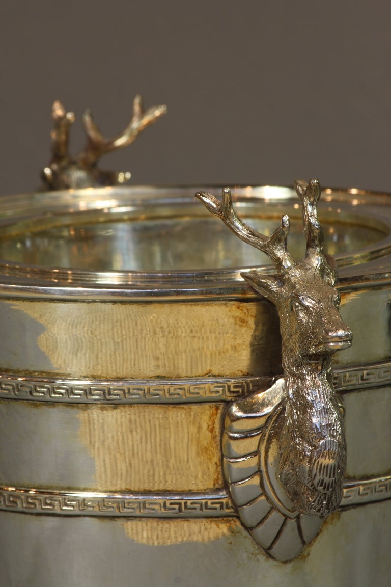 Pair of Sheffield Silver-Plate Wine Buckets with Stags' Heads 3