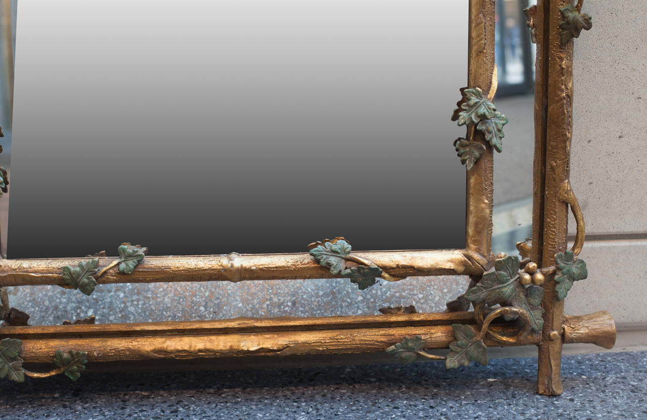 Mid-19th Century  Cushion Style Gilt Mirror in a Naturalistic Style-Period Napoleon III
