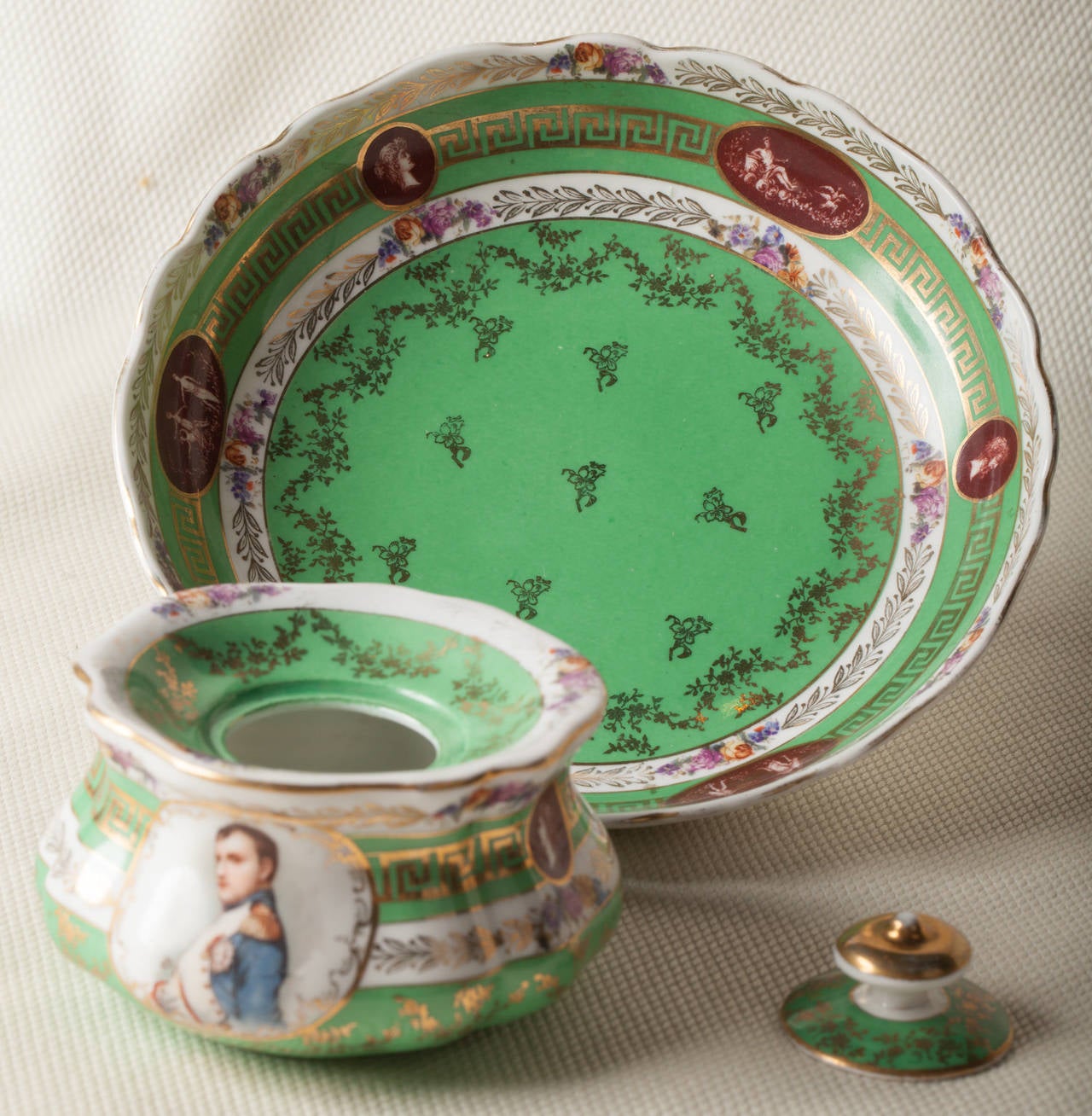 Napoleon III Austrian Porcelain Ink Pot with Napoleon