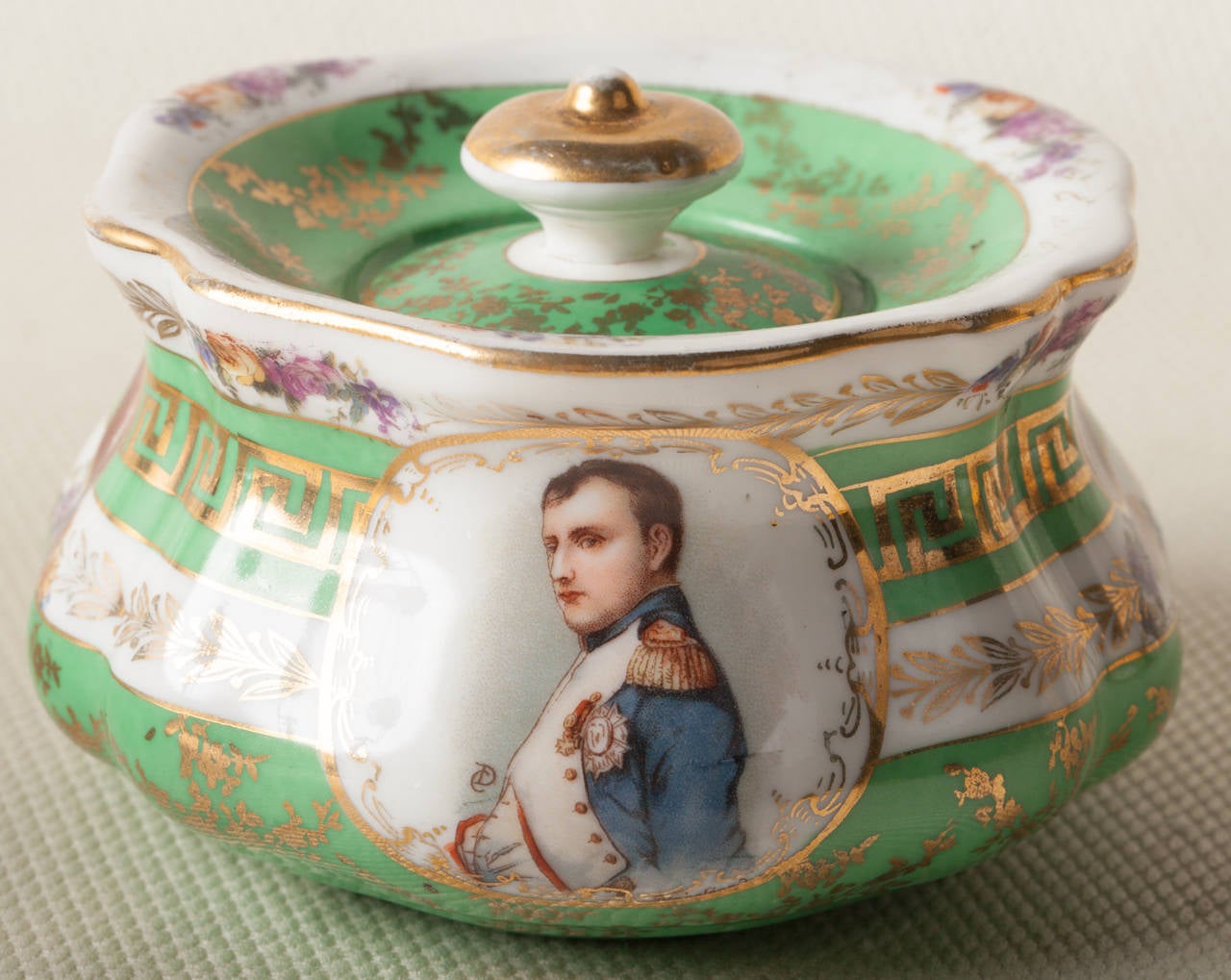 Gilt Austrian Porcelain Ink Pot with Napoleon