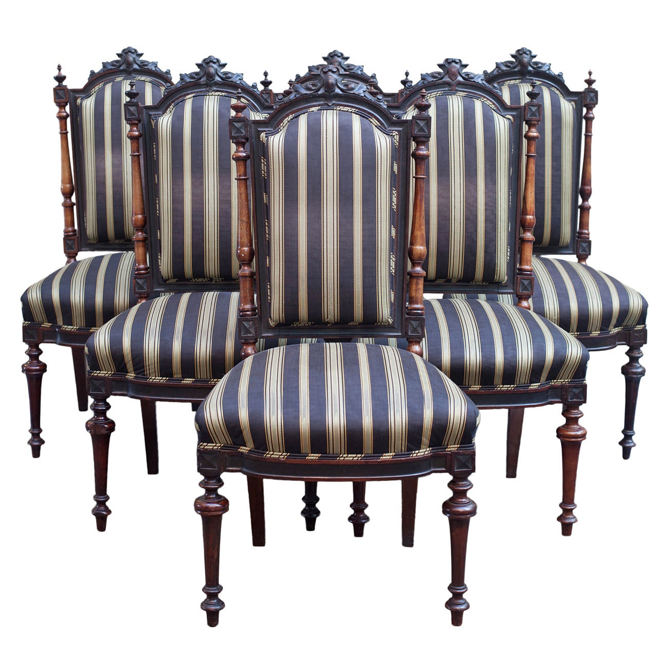 Set of Six Renaissance Revival Victorian Side Chairs