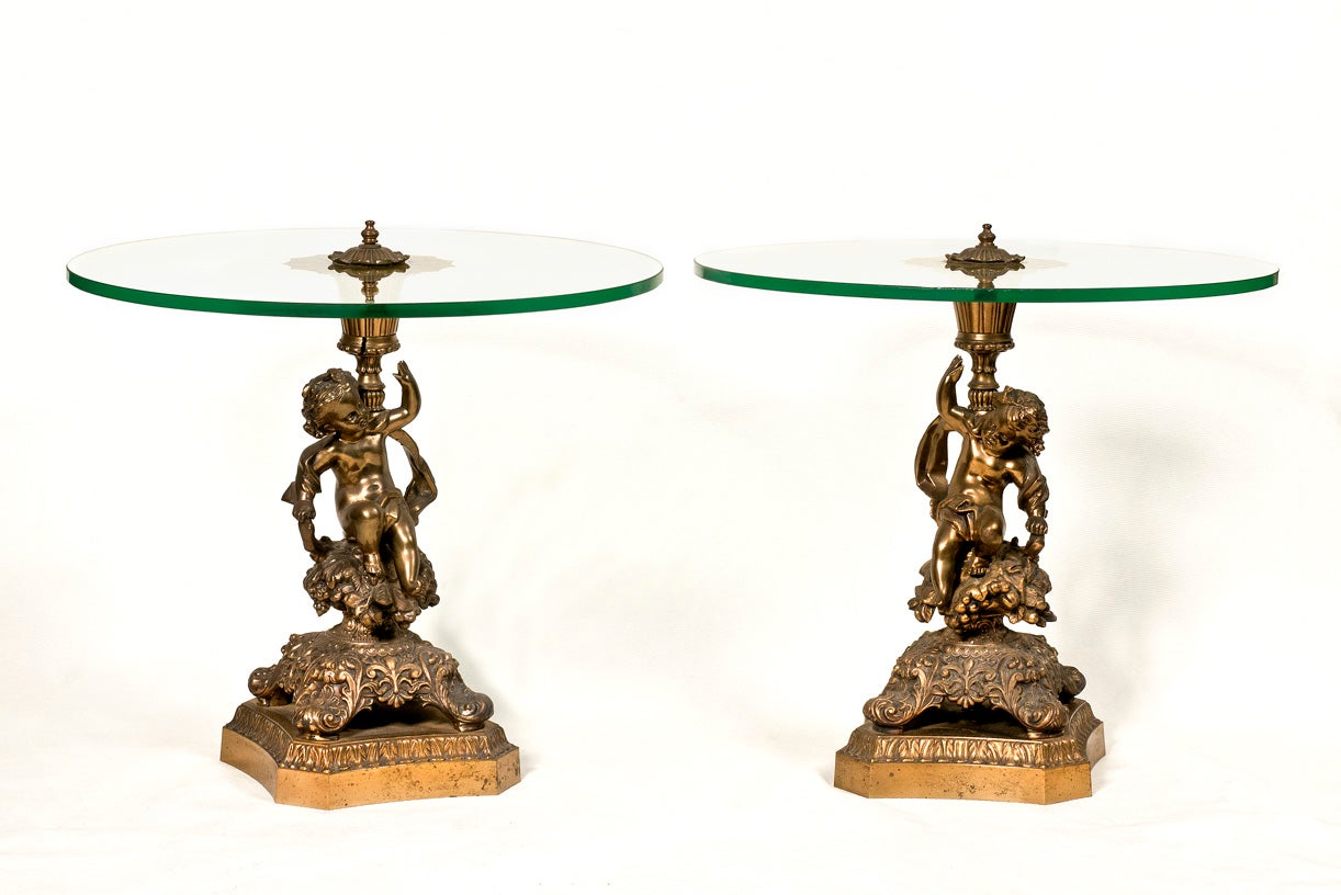 Pair Gilt Cherub Occasional Tables.