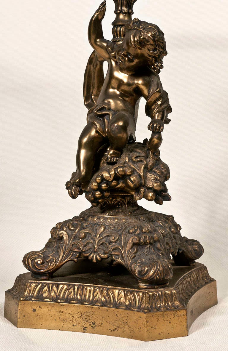 Baroque Pair Gilt Cherub Occasional Tables.