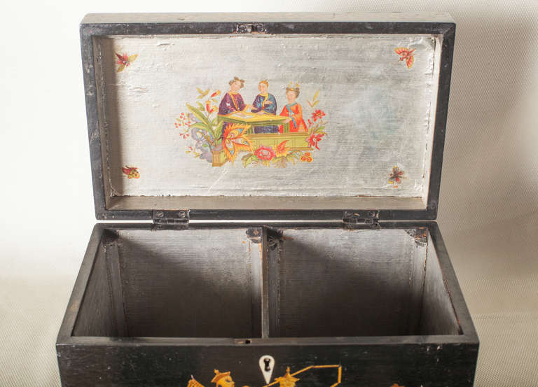 19th Century Large Chinoiserie Tea Caddy