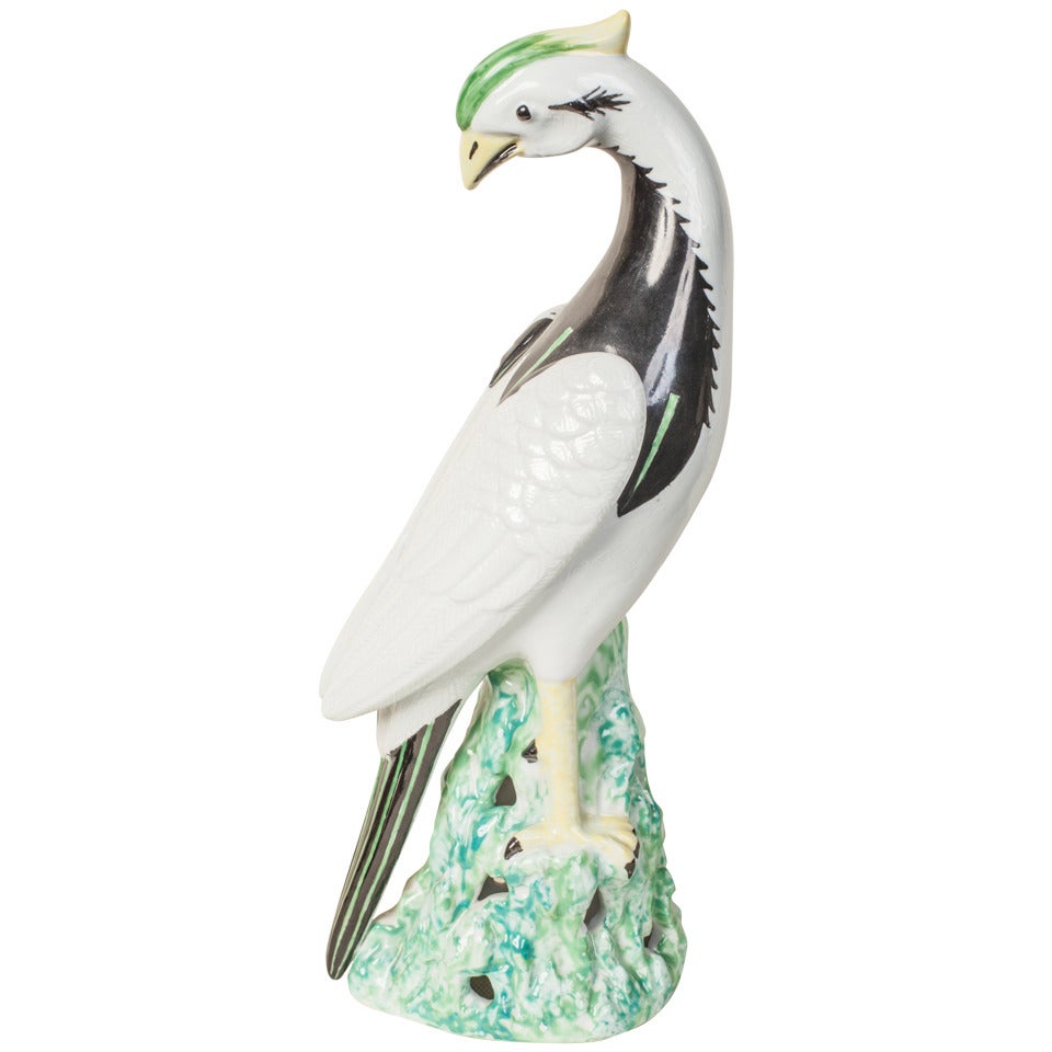 Tall Exotic French Porcelain Bird