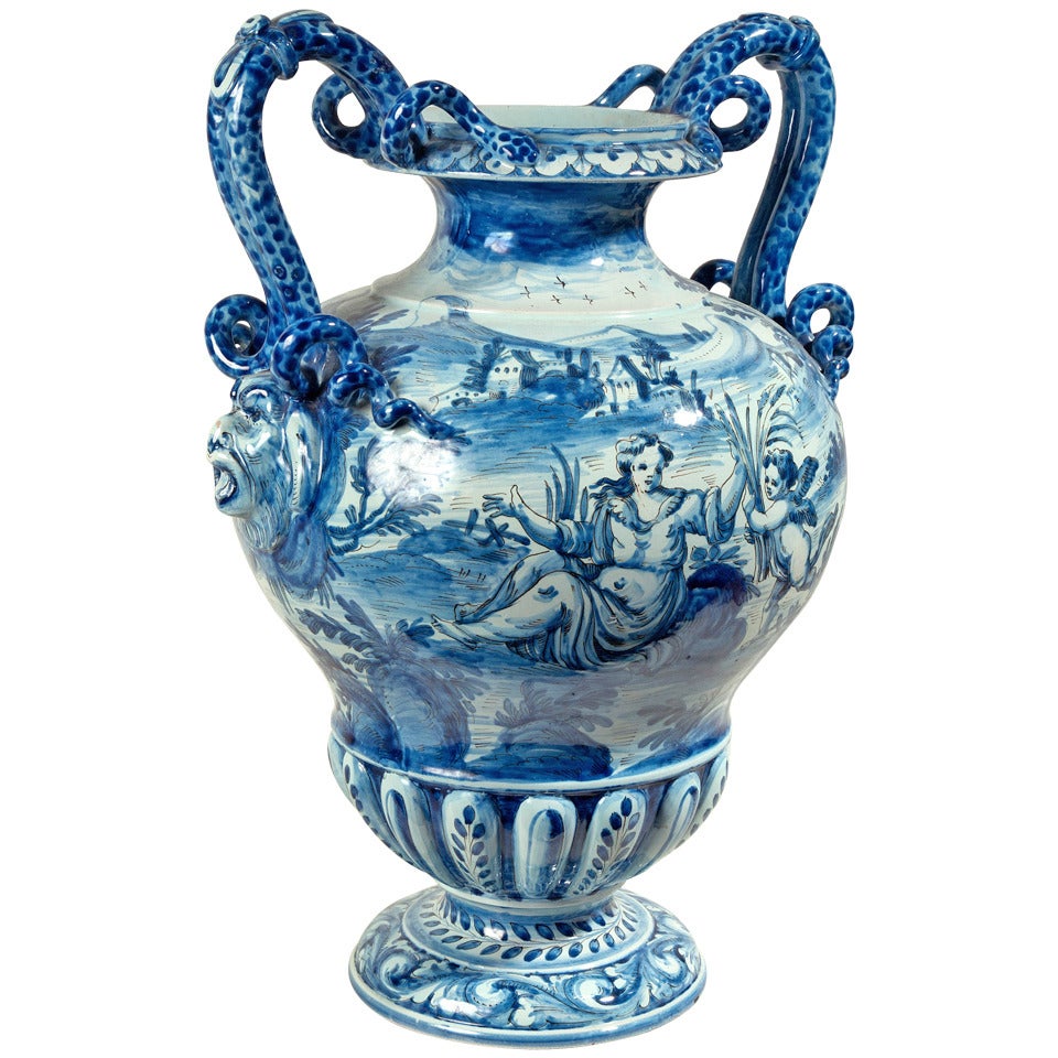 Cantagalli Italian Majolica Urn Shaped Vase