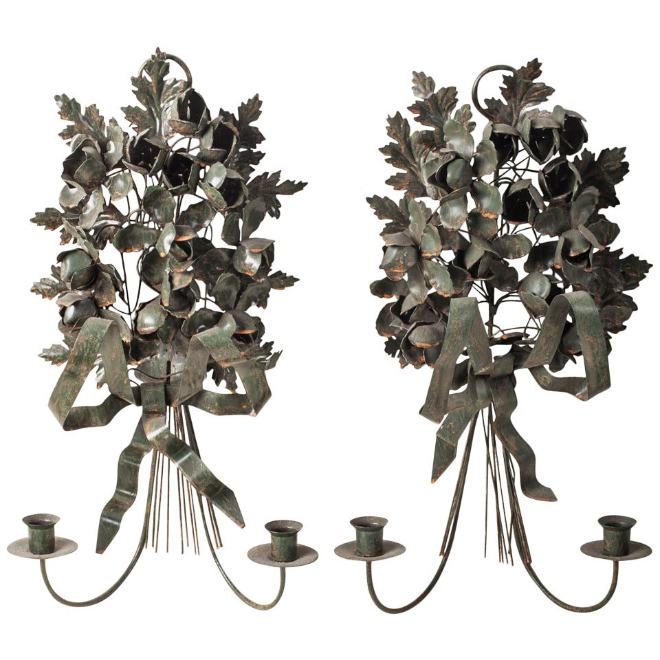 Pair of Tôle Sconces