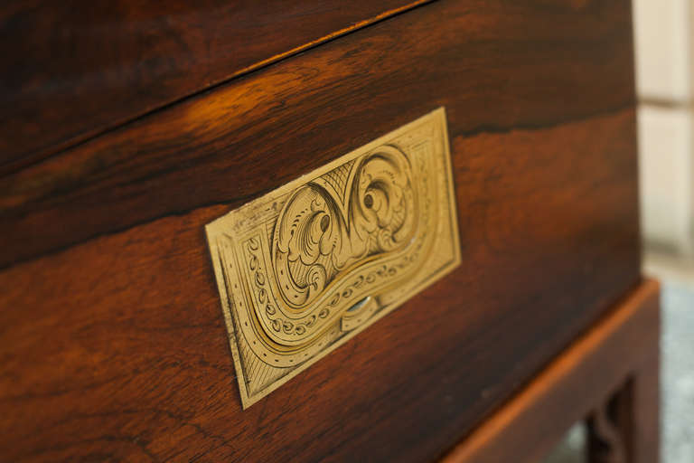 Wedding Chest with Bronze Inlay on a Custom Stand-France, c. 1860 For Sale 1