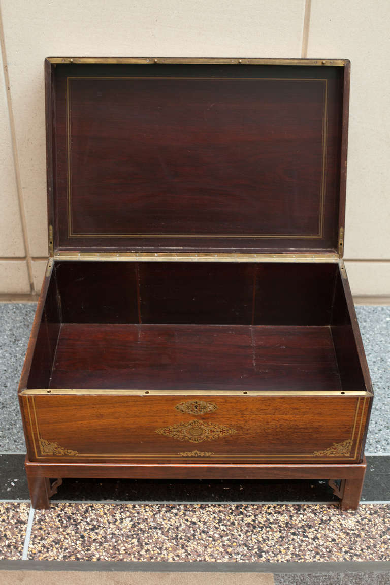 Wedding Chest with Bronze Inlay on a Custom Stand-France, c. 1860 For Sale 3