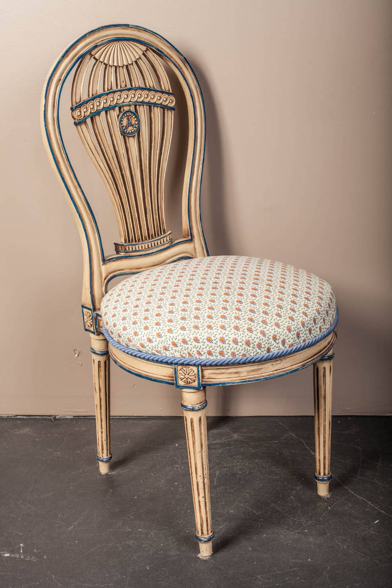 French Louis XVI Style Montgolfiere Side Chair