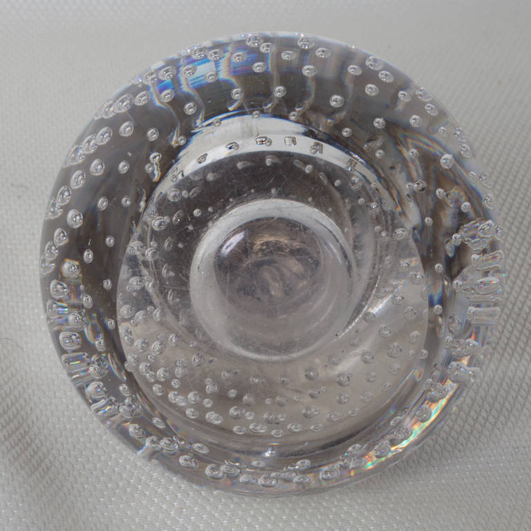 American  Inkwell-Pairpoint Glass and Sterling with Controlled Bubble Pattern  For Sale