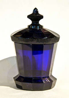 Biedermeier Cobalt Blue Covered Jar