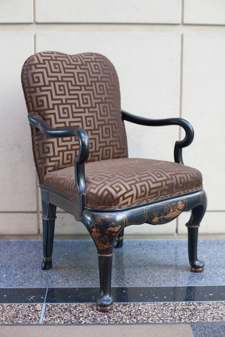 English Georgian Style Japanned Armchair