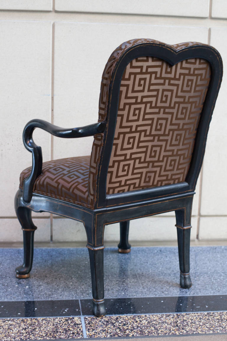 Fabric Georgian Style Japanned Armchair