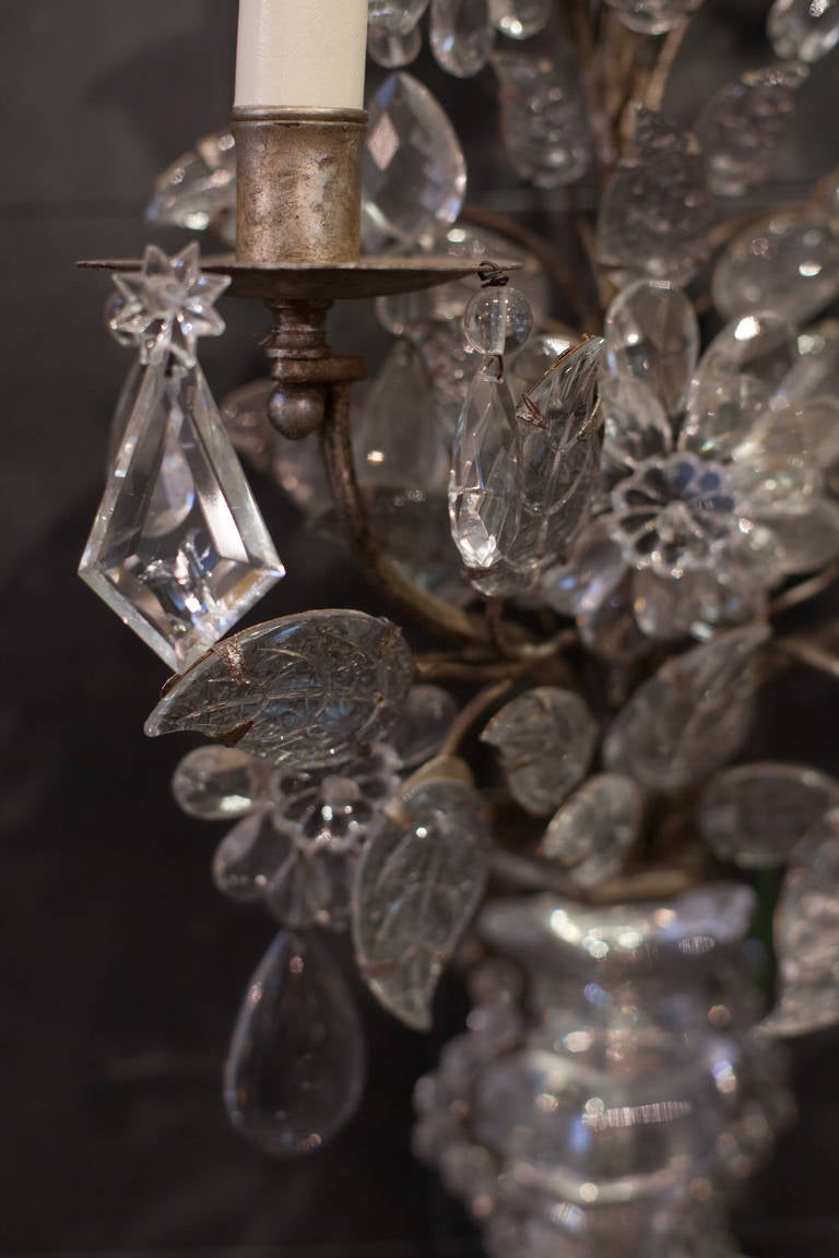 French Maison Bagues Rock Crystal and Crystal Sconces