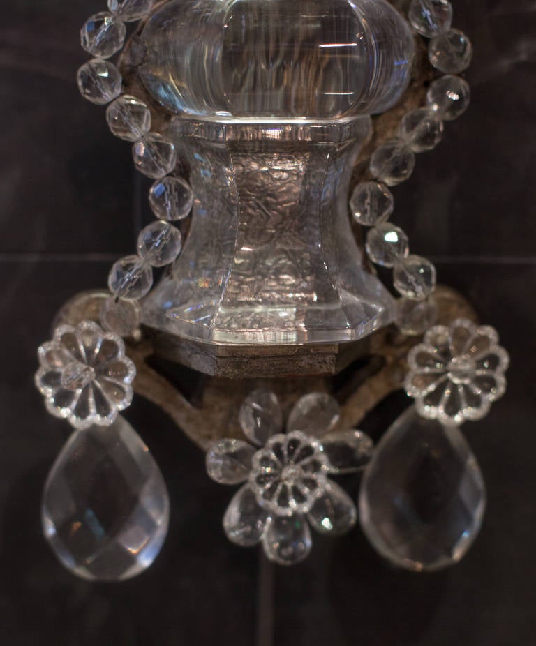 20th Century Maison Bagues Rock Crystal and Crystal Sconces