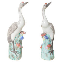 Pair of Japanese Porcelain Cranes