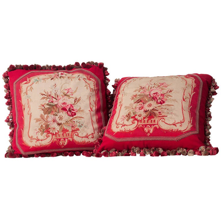 Pair of Napoeon III Aubusson Tapestry Cushions at 1stdibs
