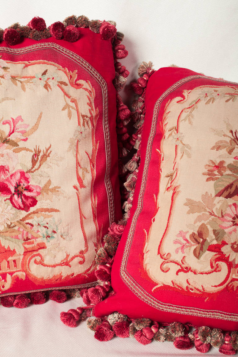 Pair of Napoeon III Aubusson Tapestry Cushions at 1stdibs