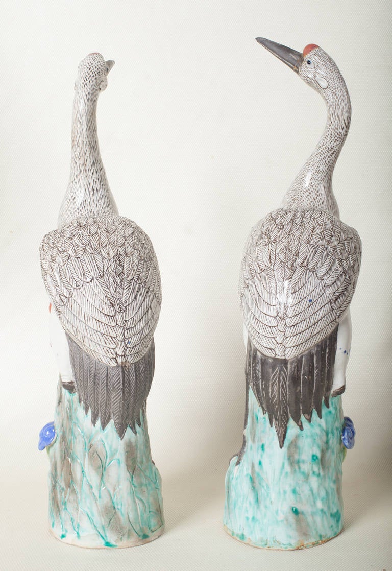 Pair of Japanese Porcelain Cranes 1