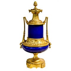 French Royal Blue Porcelain Urn