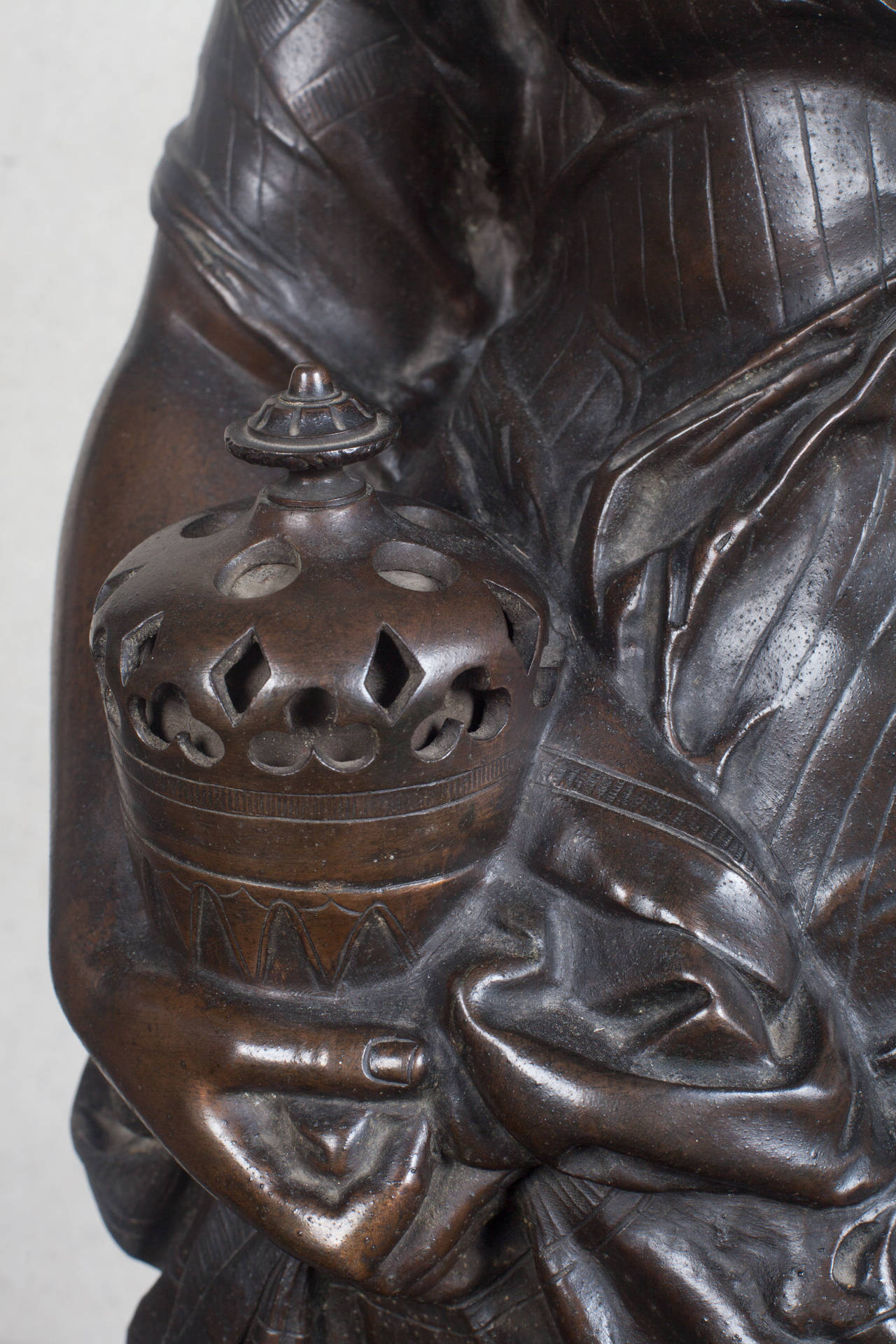 Female Bronzed Figural Newel Post Light 2