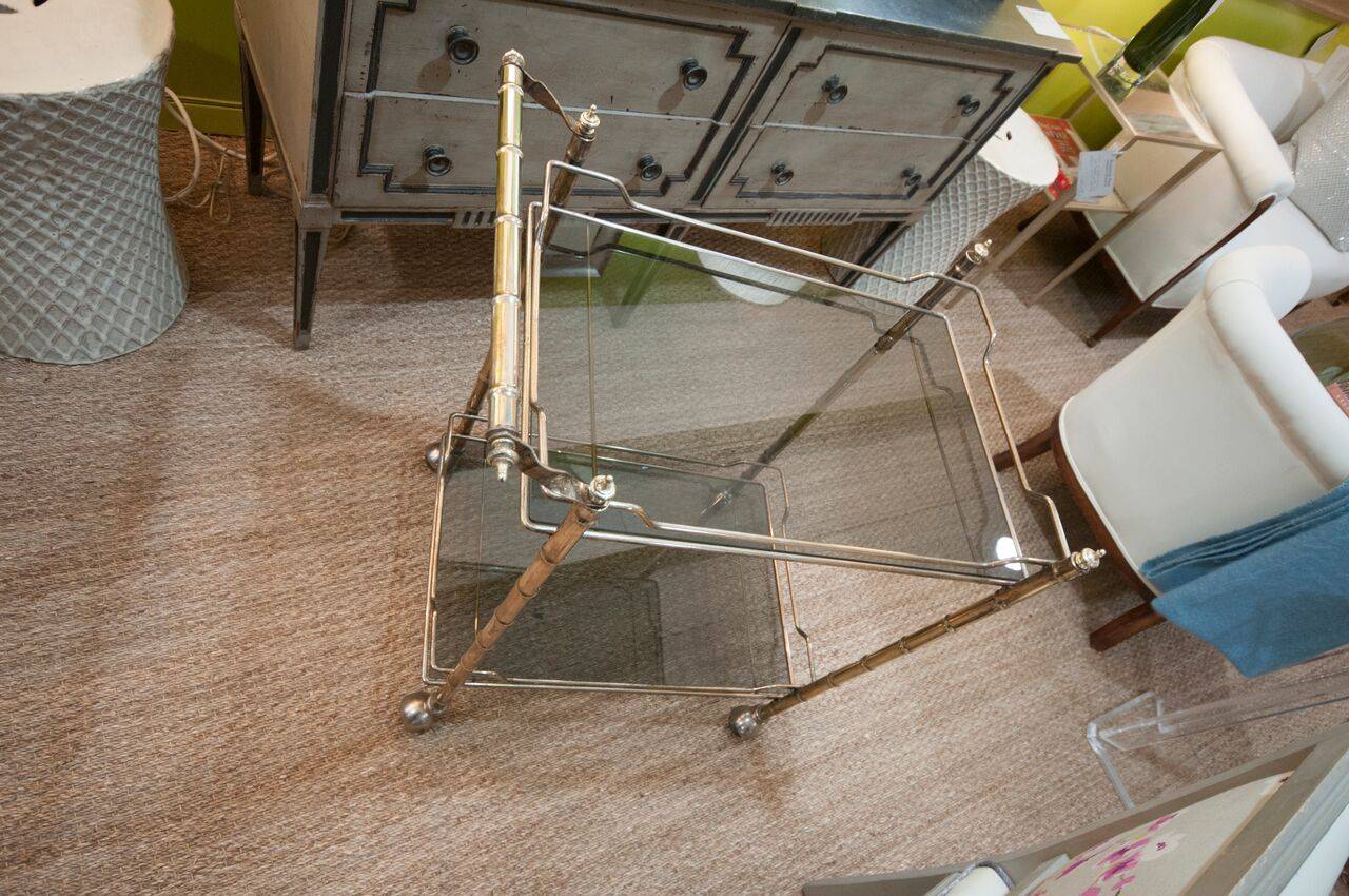Chrome and Brass Bar Cart In Good Condition In New York, NY