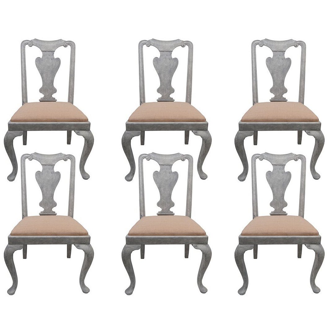 Six Painted Dining Chairs