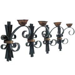 SALE: Set of Four Verdigris 
Brass Sconces