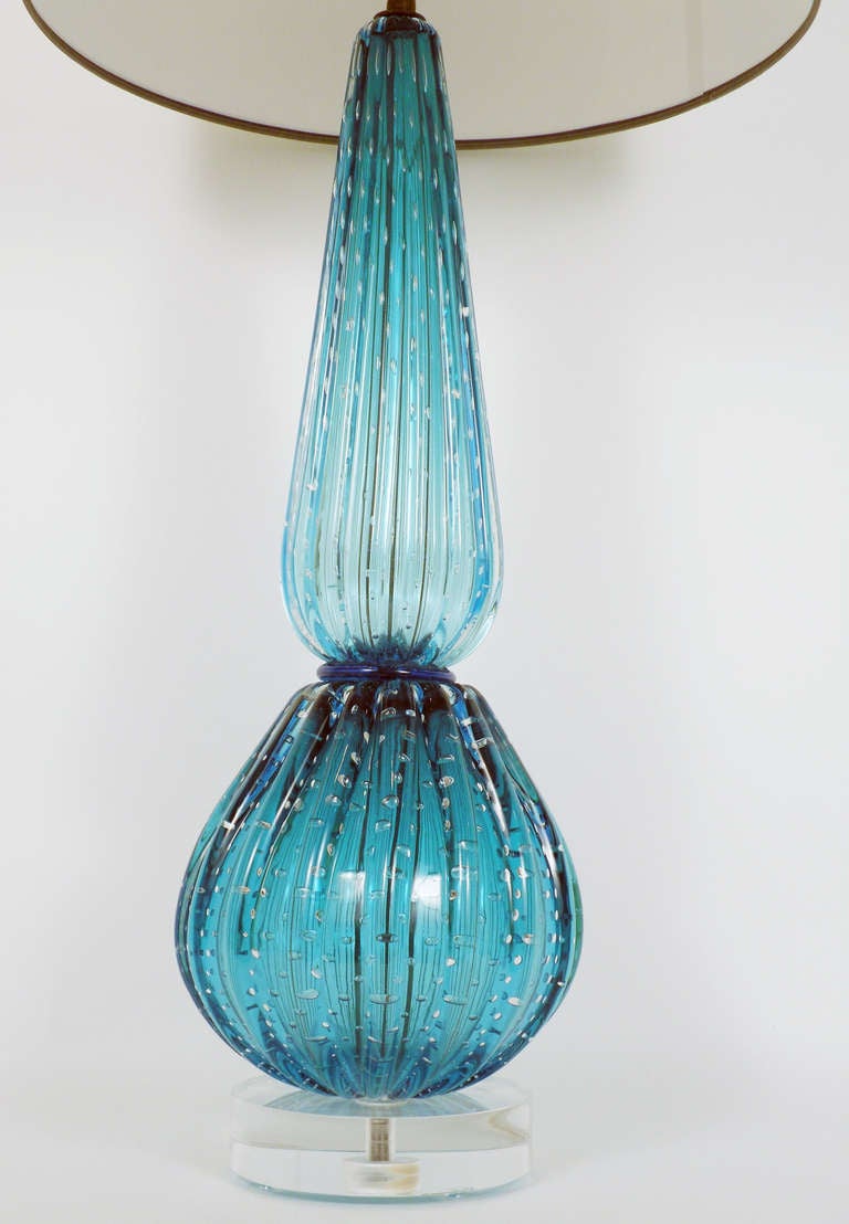 Peacock Blue Long Neck Murano Lamp