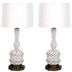 Pair of Murano "Spiral" Lamps
