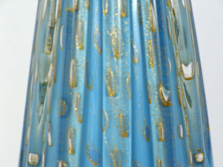 Turquoise & Gold Teardrop Murano Lamp In Excellent Condition In Atlanta, GA