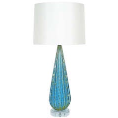 Turquoise & Gold Teardrop Murano Lamp