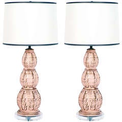Pair of Shell Pink Chalkware Lamps