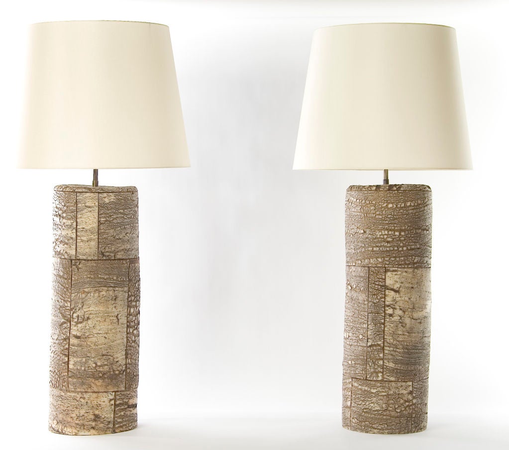 Belvedere by Peter Lane Birch Bark Lamp / Pair Available