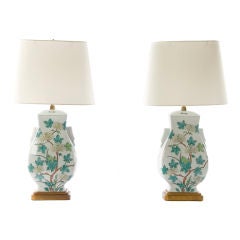 SALE!! Pair of Hand Painted Floral Lamps