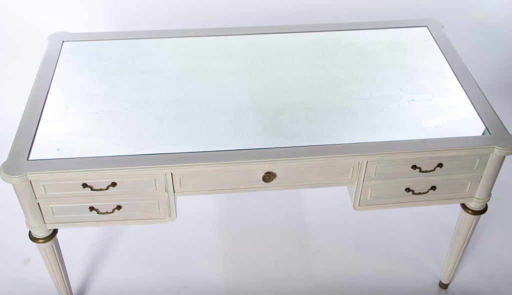 Gray Wash and Mirror Panel Desk