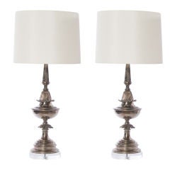 Pair of Stiffel Nickel Plate Lamps