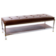 SALE!!! Leather Bench / Coffee Table with Mixed Metals Frame