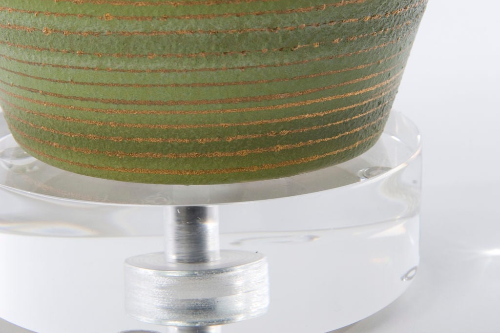 Ceramic Green and Gold Stripe Lamp