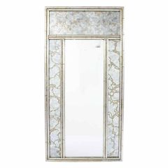 Silver Leaf Faux Bamboo Mirror with Smokey Gold Veined Panels