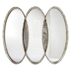 Vintage Hollywood Regency Triple Oval Mirror