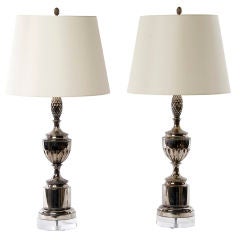 Pair of Nickel Plate Pineapple Lamps