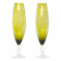SALE!! Pair of Green Glass Vases