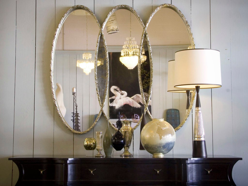 Hollywood Regency Triple Oval Mirror 1