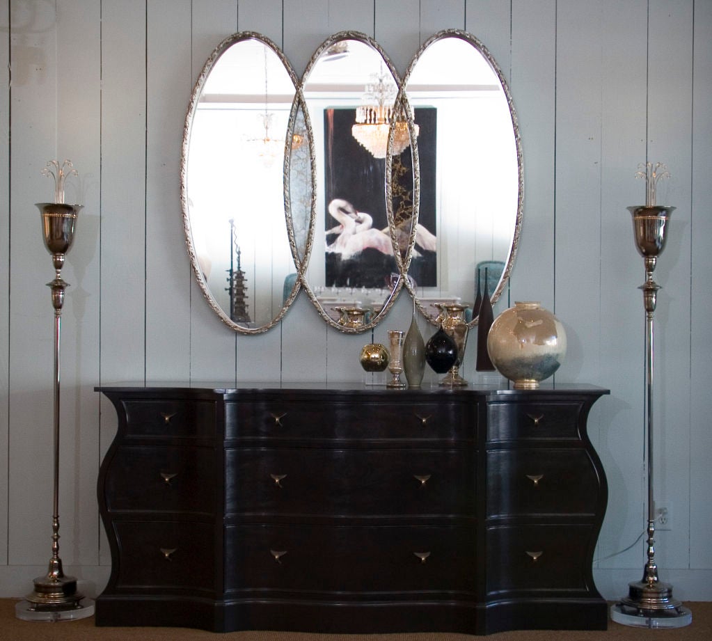 Hollywood Regency Triple Oval Mirror 2